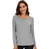 imageWiWi Womens Viscose from Bamboo Pajama Tops Soft Scoop Neck Sleep Shirt Loose Long Sleeves TShirt Loungewear SXXLAheather Grey