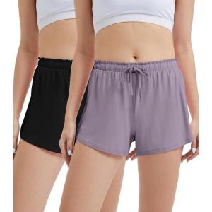imageWiWi Bamboo Visose Pajama Shorts for Women Soft Sleep Bottoms Plus Size Lounge Boxers Pj Sleepwear Bottom S4XBblackviolet