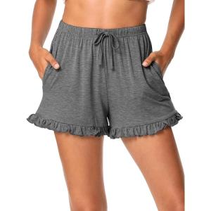 imageWiWi Bamboo Visose Pajama Shorts for Women Soft Sleep Bottoms Plus Size Lounge Boxers Pj Sleepwear Bottom S4XBdark Heather Grey