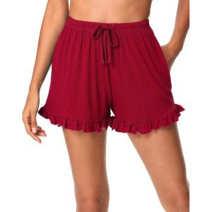 imageWiWi Bamboo Visose Pajama Shorts for Women Soft Sleep Bottoms Plus Size Lounge Boxers Pj Sleepwear Bottom S4XBwine Red