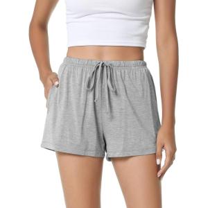 imageWiWi Bamboo Visose Pajama Shorts for Women Soft Sleep Bottoms Plus Size Lounge Boxers Pj Sleepwear Bottom S4XCheather Grey