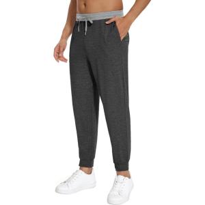 imageWiWi Mens Athletic Joggers Casual Gym Sweatpants Drawstring French Terry Workout Lounge Pants with Pockets SXXLCharcoal HeatherLight Heather Grey