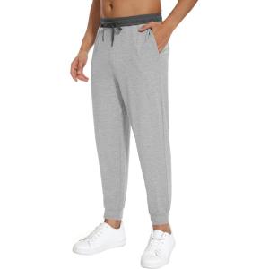 imageWiWi Mens Athletic Joggers Casual Gym Sweatpants Drawstring French Terry Workout Lounge Pants with Pockets SXXLLight Heather GreyCharcoal Heather