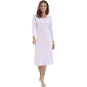imageWiWi Nightgowns for Women Soft Viscose from Bamboo Long Sleeve Nightshirts Sleepwear Plus Size Nightshirts S3XLavender Purple