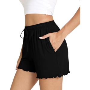 imageWiWi Pajama Shorts for Women  Viscose Made from Bamboo Soft Sleep Shorts Casual Pj Bottoms SXXLBlack