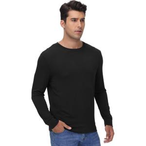 imageWiWi Pajama Top for Men Mens Lightweight Long Sleeve Tees Crewneck Sweatshirt Loungewear PJs Sleepwear Tees SXXLBlack