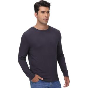 imageWiWi Pajama Top for Men Mens Lightweight Long Sleeve Tees Crewneck Sweatshirt Loungewear PJs Sleepwear Tees SXXLBlue Black