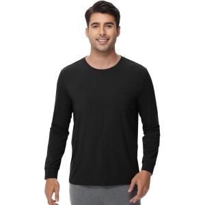 imageWiWi Viscose from Bamboo Mens Long Sleeve TShirt Crew Neck Lightweight Cooling Running Hiking SXXLBlack