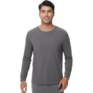 imageWiWi Viscose from Bamboo Mens Long Sleeve TShirt Crew Neck Lightweight Cooling Running Hiking SXXLCharcoal Grey