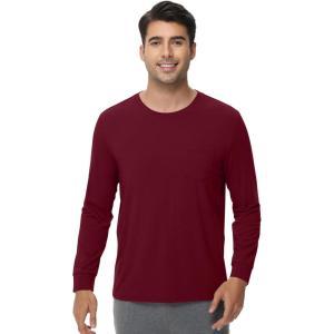 imageWiWi Viscose from Bamboo Mens Long Sleeve TShirt Crew Neck Lightweight Cooling Running Hiking SXXLDark Red