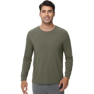 imageWiWi Viscose from Bamboo Mens Long Sleeve TShirt Crew Neck Lightweight Cooling Running Hiking SXXLGreen