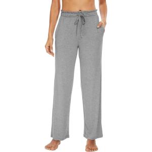 imageWiWi Viscose from Bamboo Womens Casual Loose Wide Leg Pants Pajama Bottoms Drawstring Sweatpants Palazzo Pjs Bottom SXXLAheather Grey