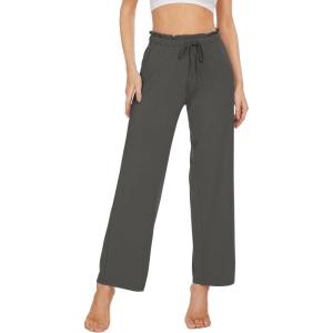 imageWiWi Viscose from Bamboo Womens Casual Loose Wide Leg Pants Pajama Bottoms Drawstring Sweatpants Palazzo Pjs Bottom SXXLAiron Grey