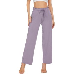imageWiWi Viscose from Bamboo Womens Casual Loose Wide Leg Pants Pajama Bottoms Drawstring Sweatpants Palazzo Pjs Bottom SXXLAviolet