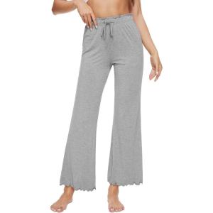 imageWiWi Viscose from Bamboo Womens Casual Loose Wide Leg Pants Pajama Bottoms Drawstring Sweatpants Palazzo Pjs Bottom SXXLBheather Grey