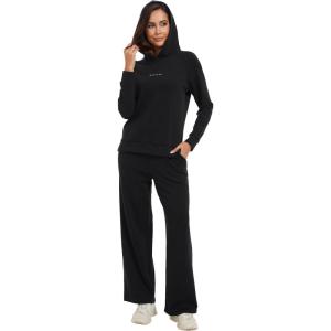 imageWiWi Women Outfits Sweatsuits Lounge Hoodie Set for Womens Long Sleeve Hoodies and Jogger Pant Tracksuit SXXLBlack