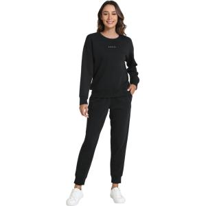 imageWiWi Womens 2 Piece Outfits Sweatsuit Crewneck Lounge Matching Sweat Sets Fall Fashion with Pockets Tracksuit SXXLBlack