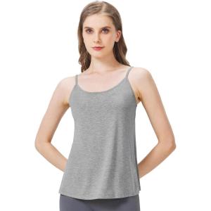 imageWiWi Womens Camisole Adjustable Spaghetti Straps Undershirt Soft Tank Tops Bamboo Viscose Cami Sleepwear SXXLAheather Grey