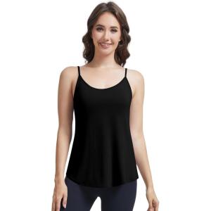 imageWiWi Womens Camisole Adjustable Spaghetti Straps Undershirt Soft Tank Tops Bamboo Viscose Cami Sleepwear SXXLBblack