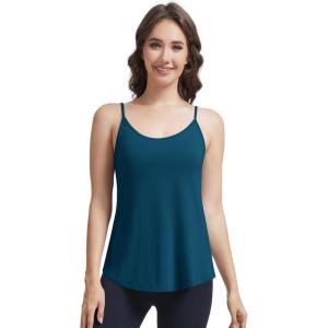 imageWiWi Womens Camisole Adjustable Spaghetti Straps Undershirt Soft Tank Tops Bamboo Viscose Cami Sleepwear SXXLBpeacock Blue