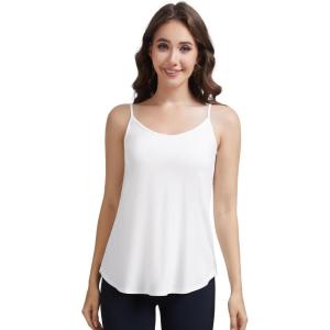 imageWiWi Womens Camisole Adjustable Spaghetti Straps Undershirt Soft Tank Tops Bamboo Viscose Cami Sleepwear SXXLBraw White