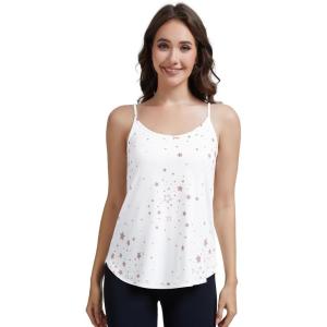 imageWiWi Womens Camisole Adjustable Spaghetti Straps Undershirt Soft Tank Tops Bamboo Viscose Cami Sleepwear SXXLBwhite Stars