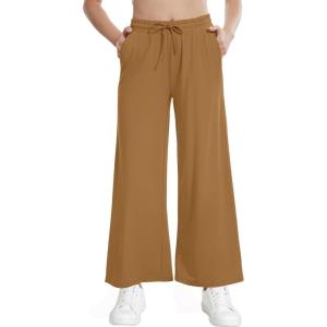 imageWiWi Womens French Terry Yoga Pants Soft Viscose from Bamboo Lounge Pants Wide Leg Sweatpants with Pockets SXXLBrown