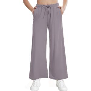 imageWiWi Womens French Terry Yoga Pants Soft Viscose from Bamboo Lounge Pants Wide Leg Sweatpants with Pockets SXXLLavender