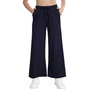 imageWiWi Womens French Terry Yoga Pants Soft Viscose from Bamboo Lounge Pants Wide Leg Sweatpants with Pockets SXXLNautical Blue