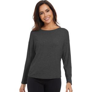 imageWiWi Womens Long Sleeve Shirts Pullover Tops Base Layer Slim Fit Viscose from Bamboo Tunic SXXLCharcoal Heather