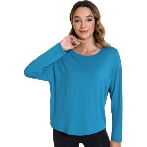 imageWiWi Womens Long Sleeve Shirts Pullover Tops Base Layer Slim Fit Viscose from Bamboo Tunic SXXLTeal Blue