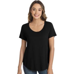 imageWiWi Womens Pajama Tops Soft Crew Neck Sleep Shirt Loose Short Sleeves TShirt Viscose from Bamboo Loungewear SXXLBlack