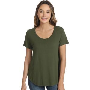 imageWiWi Womens Pajama Tops Soft Crew Neck Sleep Shirt Loose Short Sleeves TShirt Viscose from Bamboo Loungewear SXXLDark Fence Green