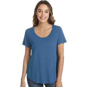 imageWiWi Womens Pajama Tops Soft Crew Neck Sleep Shirt Loose Short Sleeves TShirt Viscose from Bamboo Loungewear SXXLPrussian Blue