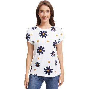 imageWiWi Womens Pajama Tops Soft Crew Neck Sleep Shirt Loose Short Sleeves TShirt Viscose from Bamboo SXXLDaisy