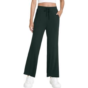imageWiWi Womens Sweatpants Loose Casual Lounge Work Pants Lightweight Trousers Yoga Pant with Pockets SXXLDark Fence Green