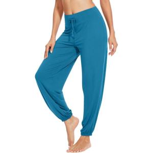 imageWiWi Womens Yoga Pants Stretchy Joggers Pant with Drawstring Comfy Lounge Viscose from Bamboo Bottoms SXXLTeal Blue