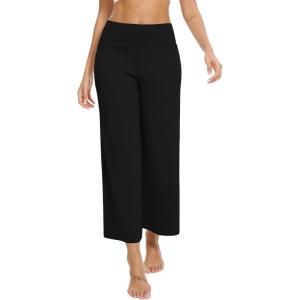 imageWiWi Womens Yoga Pants Viscose from Bamboo Womens Lounge Pants High Waist Comfy Bottom Soft Palazzo Sweatpants SXXLBlack