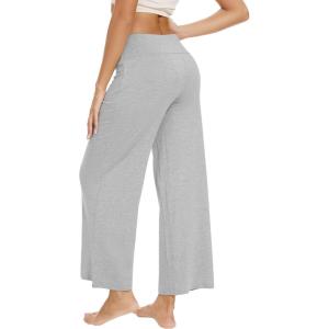 imageWiWi Womens Yoga Pants Viscose from Bamboo Womens Lounge Pants High Waist Comfy Bottom Soft Palazzo Sweatpants SXXLLight Heather Grey