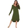 imageWiWi Bamboo Nightgowns for Women Soft Long Sleeve Sleep Shirt Sleepwear Comfy Loungewear Plus Size Nightshirts S4XAarmy Green