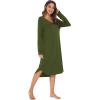 imageWiWi Bamboo Nightgowns for Women Soft Long Sleeve Sleep Shirt Sleepwear Comfy Loungewear Plus Size Nightshirts S4XAarmy Green