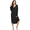 imageWiWi Bamboo Nightgowns for Women Soft Long Sleeve Sleep Shirt Sleepwear Comfy Loungewear Plus Size Nightshirts S4XAblack