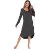 imageWiWi Bamboo Nightgowns for Women Soft Long Sleeve Sleep Shirt Sleepwear Comfy Loungewear Plus Size Nightshirts S4XAcharcoal