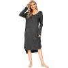 imageWiWi Bamboo Nightgowns for Women Soft Long Sleeve Sleep Shirt Sleepwear Comfy Loungewear Plus Size Nightshirts S4XAcharcoal Heather