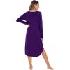 imageWiWi Bamboo Nightgowns for Women Soft Long Sleeve Sleep Shirt Sleepwear Comfy Loungewear Plus Size Nightshirts S4XAdark Purple