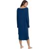 imageWiWi Bamboo Nightgowns for Women Soft Long Sleeve Sleep Shirt Sleepwear Comfy Loungewear Plus Size Nightshirts S4XAink Blue