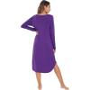 imageWiWi Bamboo Nightgowns for Women Soft Long Sleeve Sleep Shirt Sleepwear Comfy Loungewear Plus Size Nightshirts S4XAlilac
