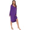 imageWiWi Bamboo Nightgowns for Women Soft Long Sleeve Sleep Shirt Sleepwear Comfy Loungewear Plus Size Nightshirts S4XAlilac