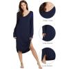 imageWiWi Bamboo Nightgowns for Women Soft Long Sleeve Sleep Shirt Sleepwear Comfy Loungewear Plus Size Nightshirts S4XAnavy
