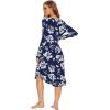 imageWiWi Bamboo Nightgowns for Women Soft Long Sleeve Sleep Shirt Sleepwear Comfy Loungewear Plus Size Nightshirts S4XAnavy Floral